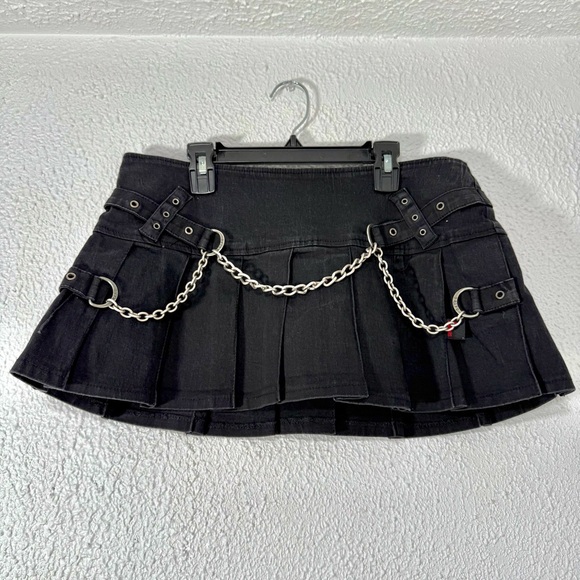 Tripp nyc Dresses & Skirts - L Vintage 90s Tripp NYC Black Chain Goth Skirt Rare Find Large Faded Punk Metal